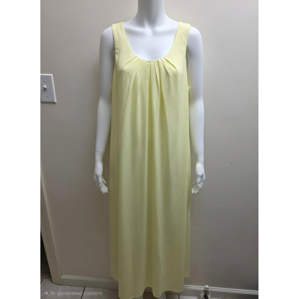 J. Peterman‎ Womens Pleated Scoop Neck Sleeveless Maxi Dress Yellow Size S